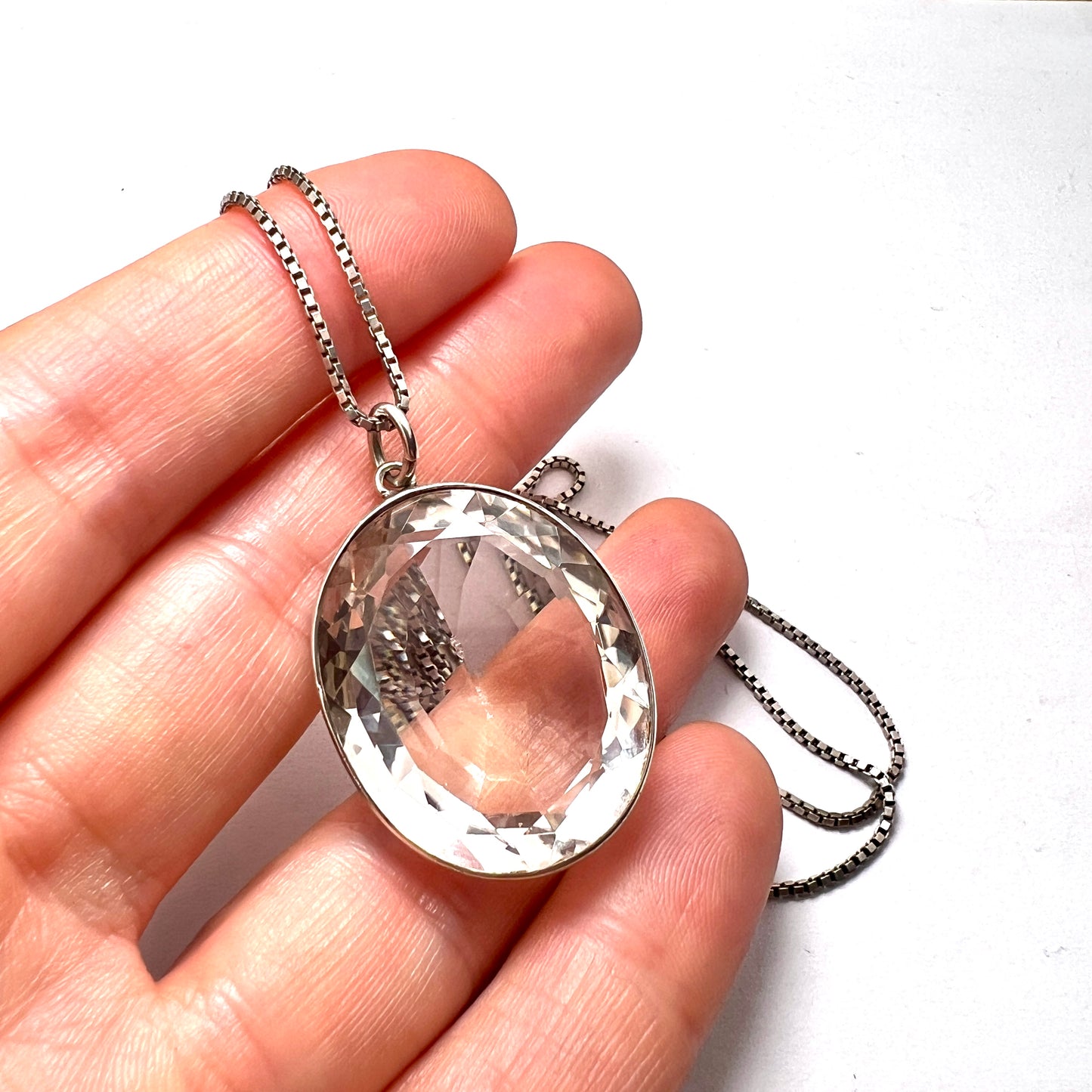 Arts and Crafts Rock Crystal Silver Pendant