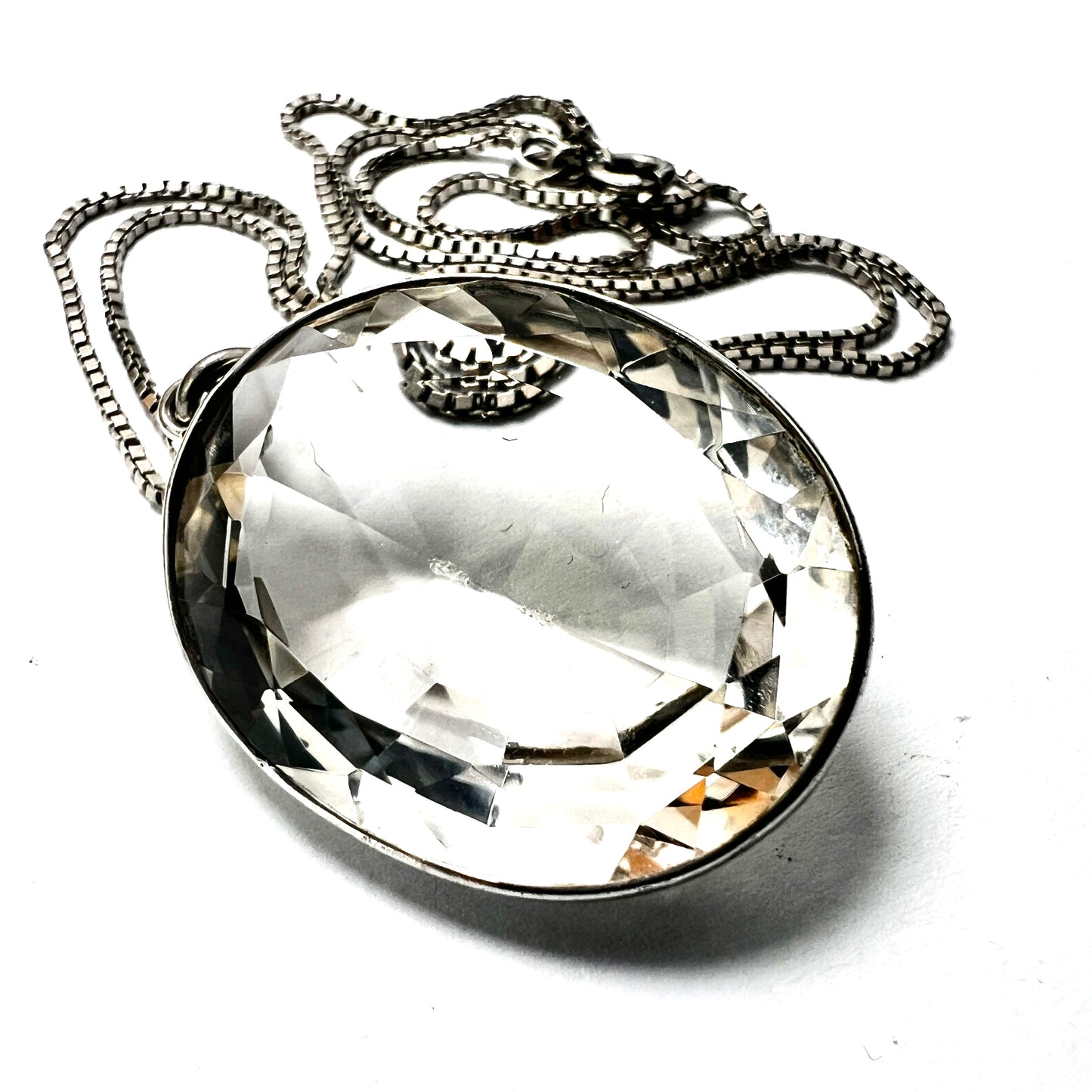 Arts and Crafts Rock Crystal Silver Pendant