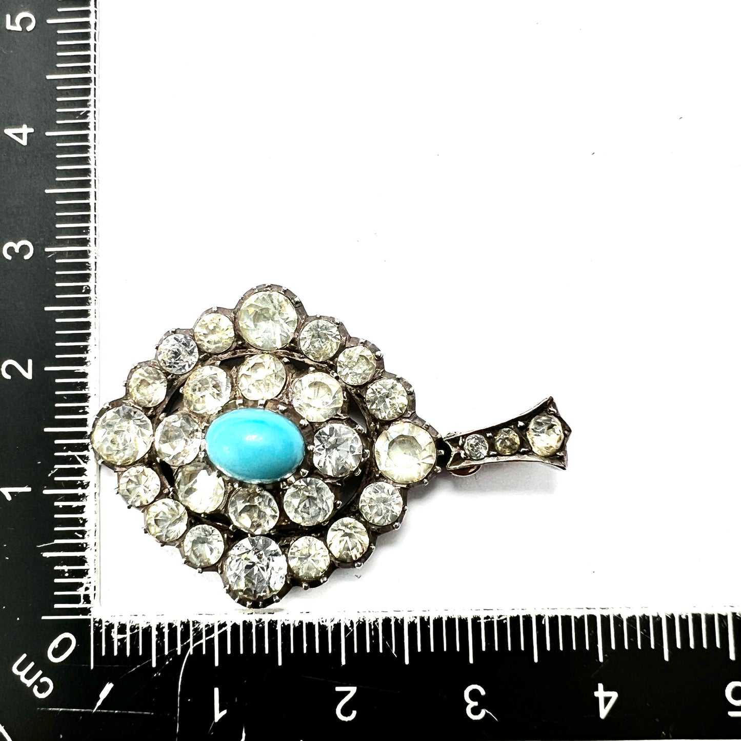 Victorian Turquoise Silver and Gold Paste Pendant