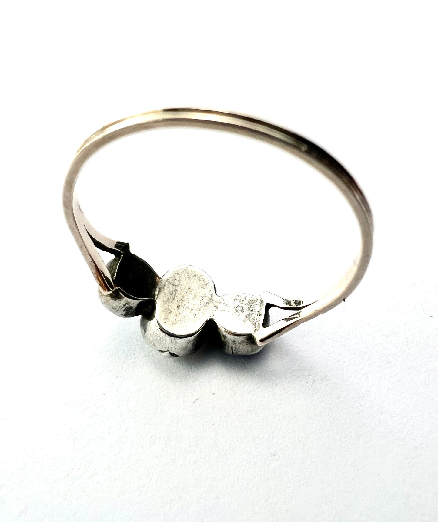 Georgian Three Stone Sapphire Paste Gold and Silver Ring