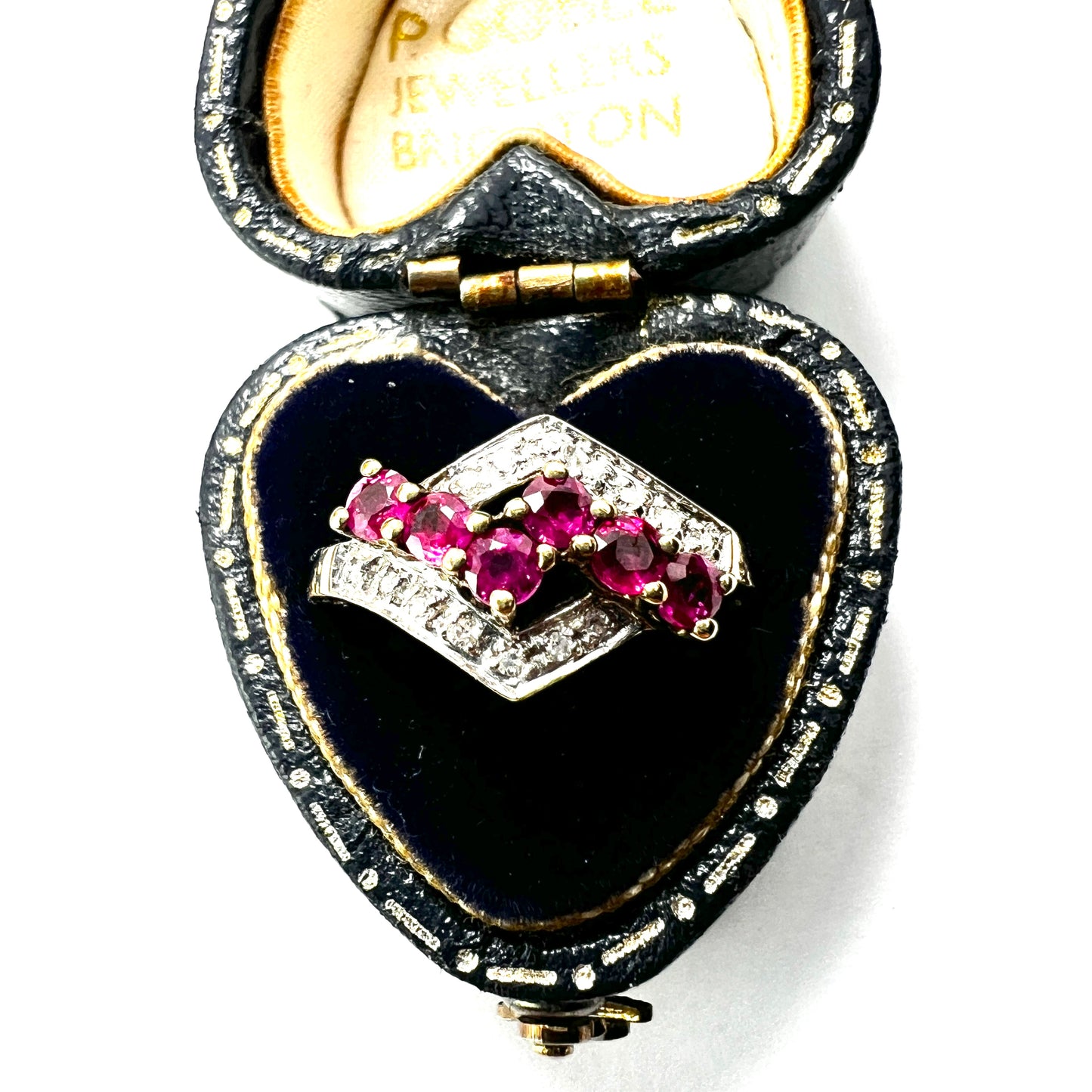 Vintage 9CT Gold Diamond and Rubellite Ring