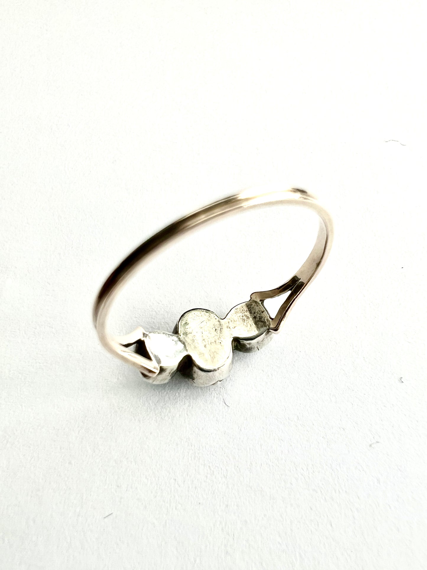 Georgian Three Stone Sapphire Paste Gold and Silver Ring