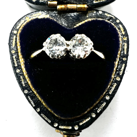 Vintage Toi Et Moi 18CT Gold and Platinum Diamond Ring
