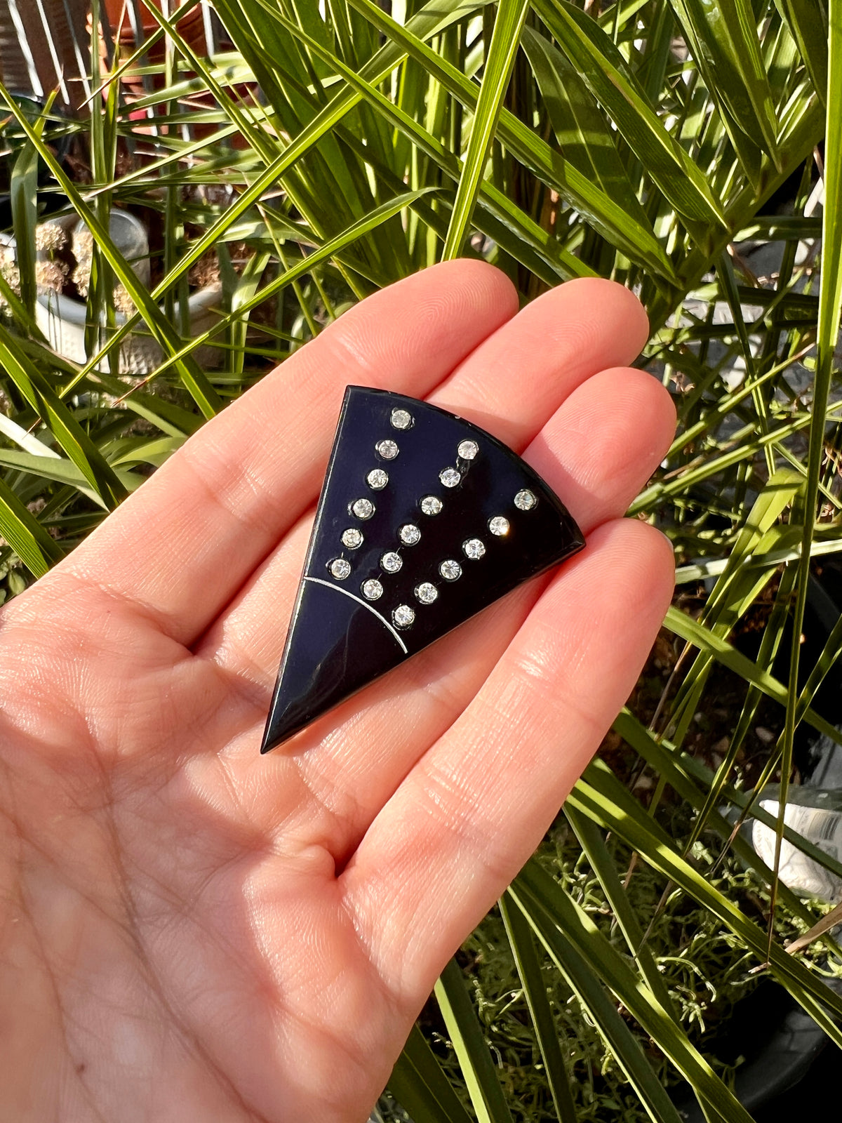 Vintage Art Deco Style Plastic Triangle Brooch