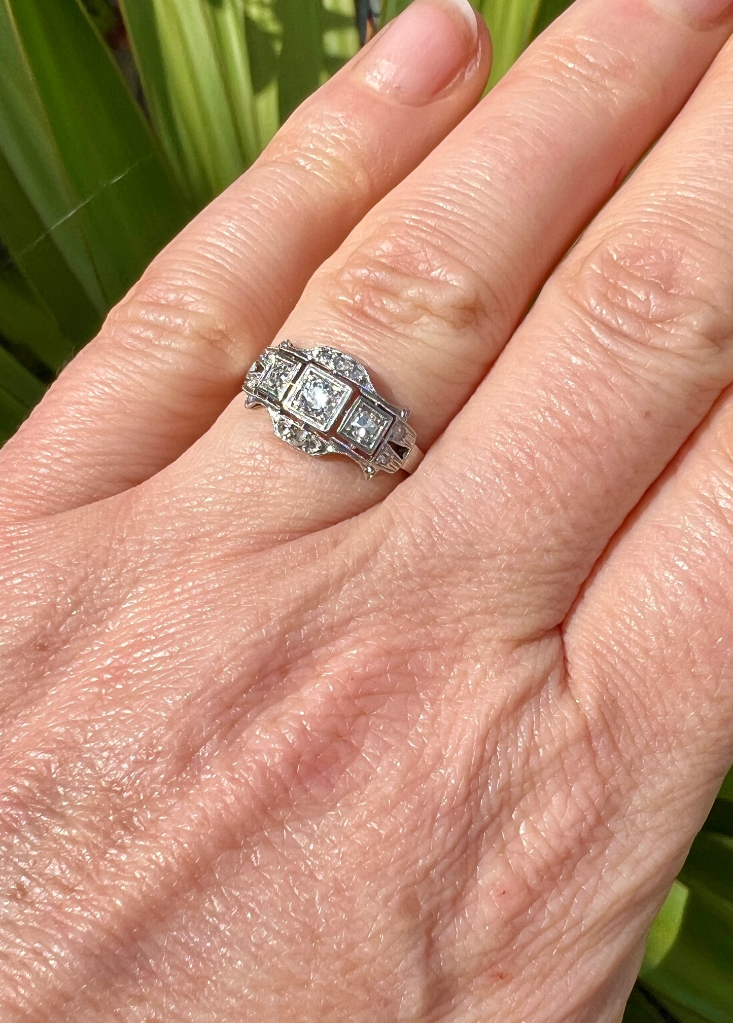 Original Art Deco Diamond Platinum Engagement Ring