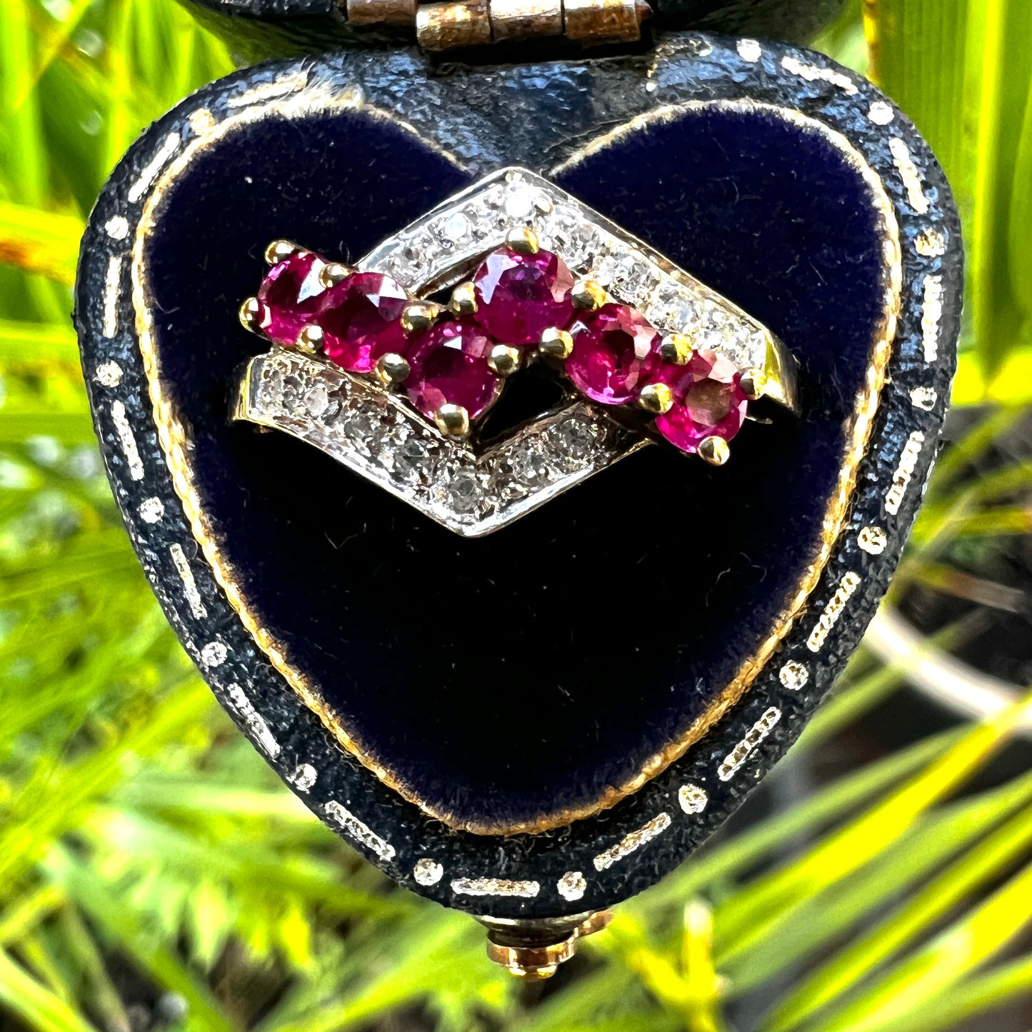 Vintage 9CT Gold Diamond and Rubellite Ring