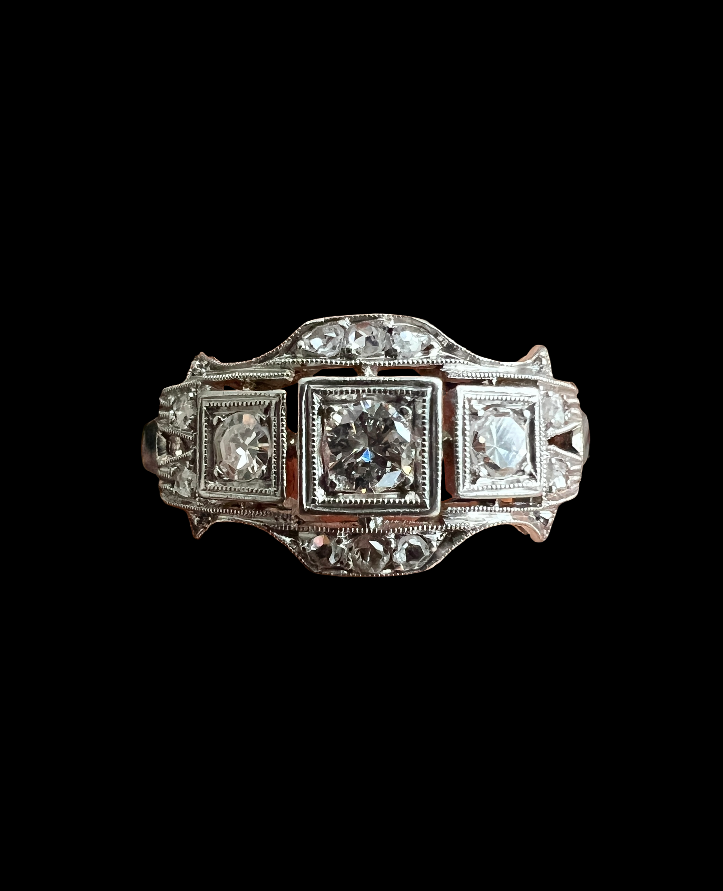 Original Art Deco Diamond Platinum Engagement Ring