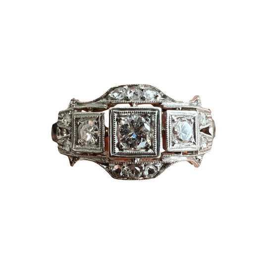 Original Art Deco Diamond Platinum Engagement Ring