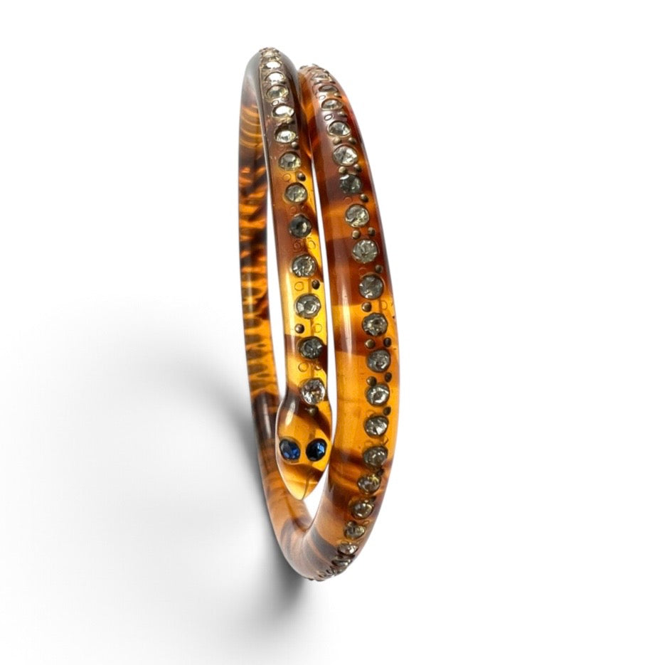 Art Deco Faux Tortoiseshell Snake Bangle