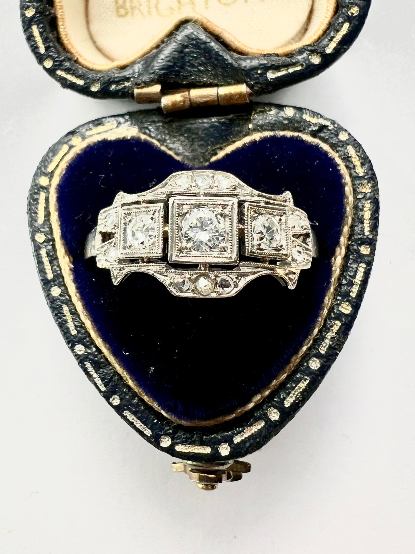 Original Art Deco Diamond Platinum Engagement Ring