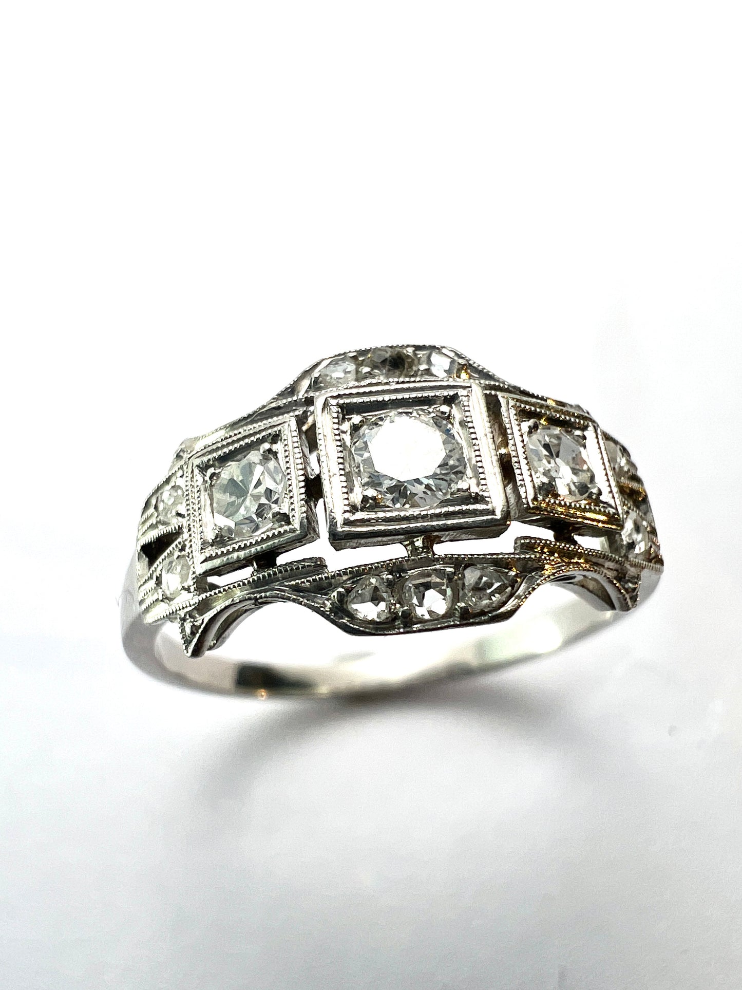 Original Art Deco Diamond Platinum Engagement Ring