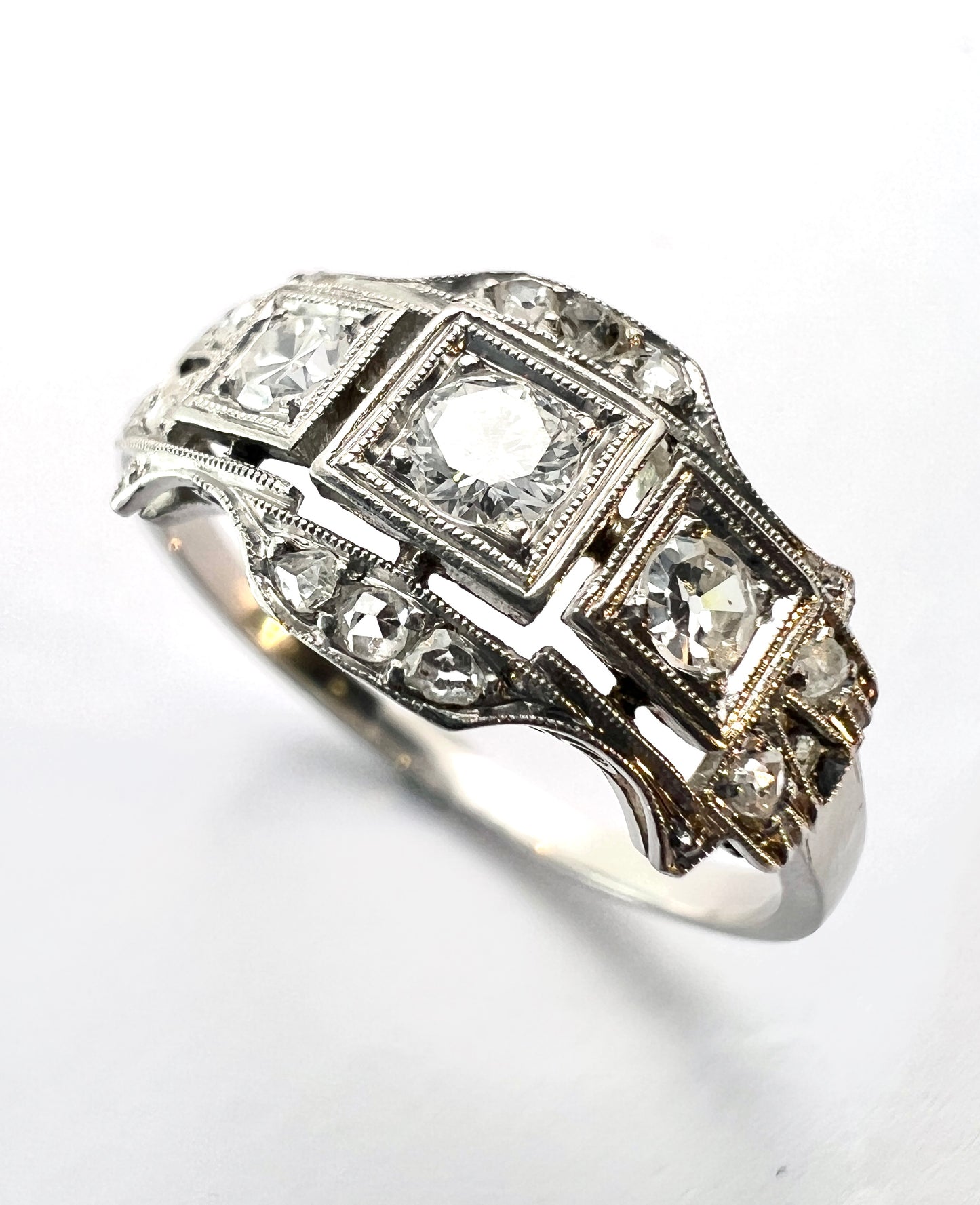 Original Art Deco Diamond Platinum Engagement Ring