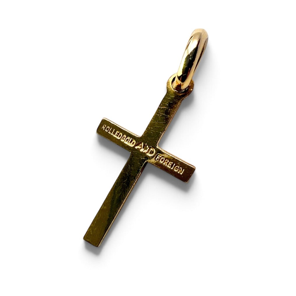 Tiny Vintage Rolled Gold Crucifix Cross Pendant
