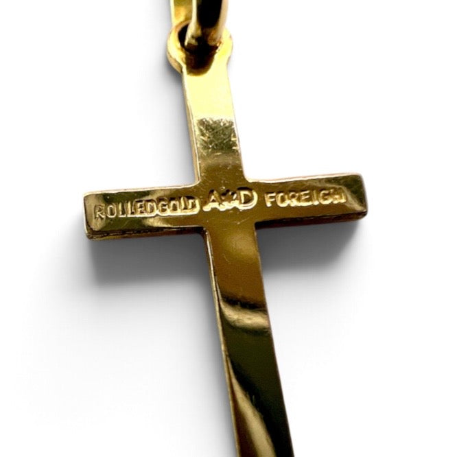 Tiny Vintage Rolled Gold Crucifix Cross Pendant