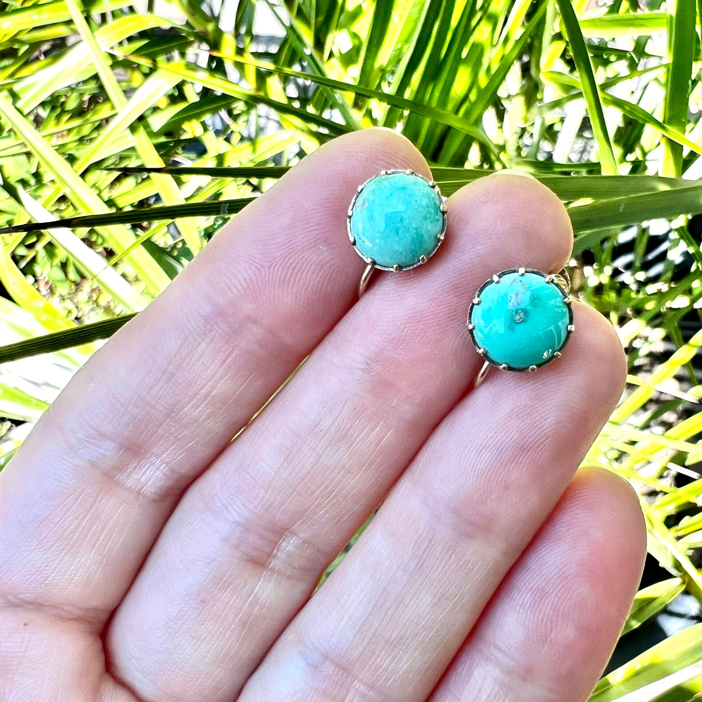 Antique Turquoise 9CT Gold Screw Back Earrings