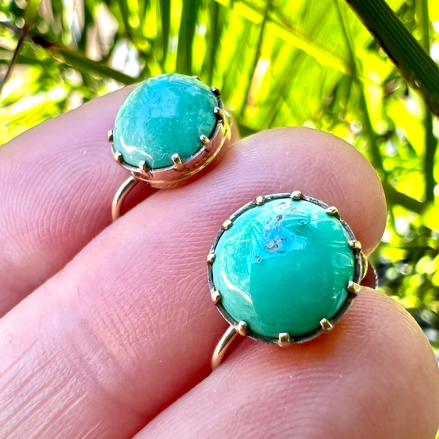 Antique Turquoise 9CT Gold Screw Back Earrings