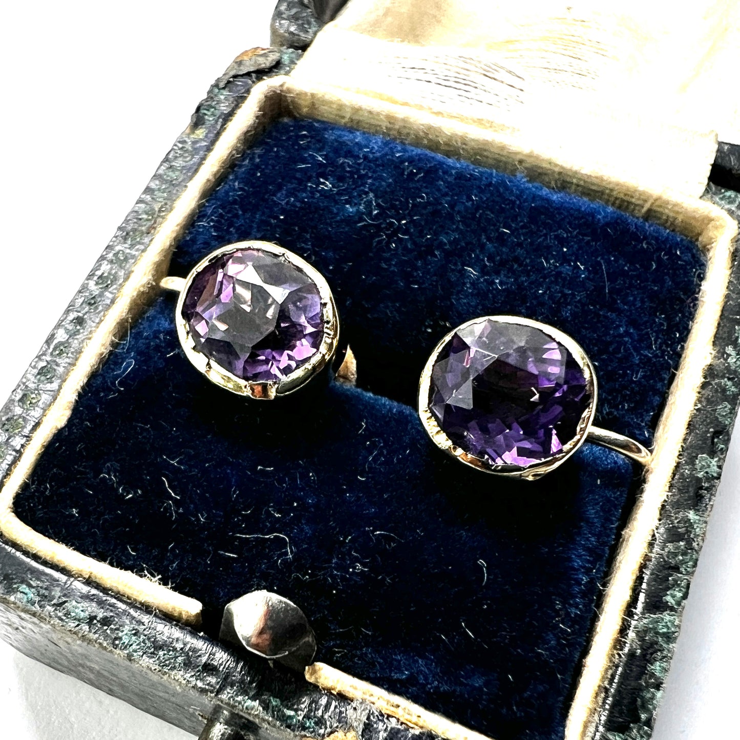 Vintage Amethyst Silver Gilt Screwback Earrings