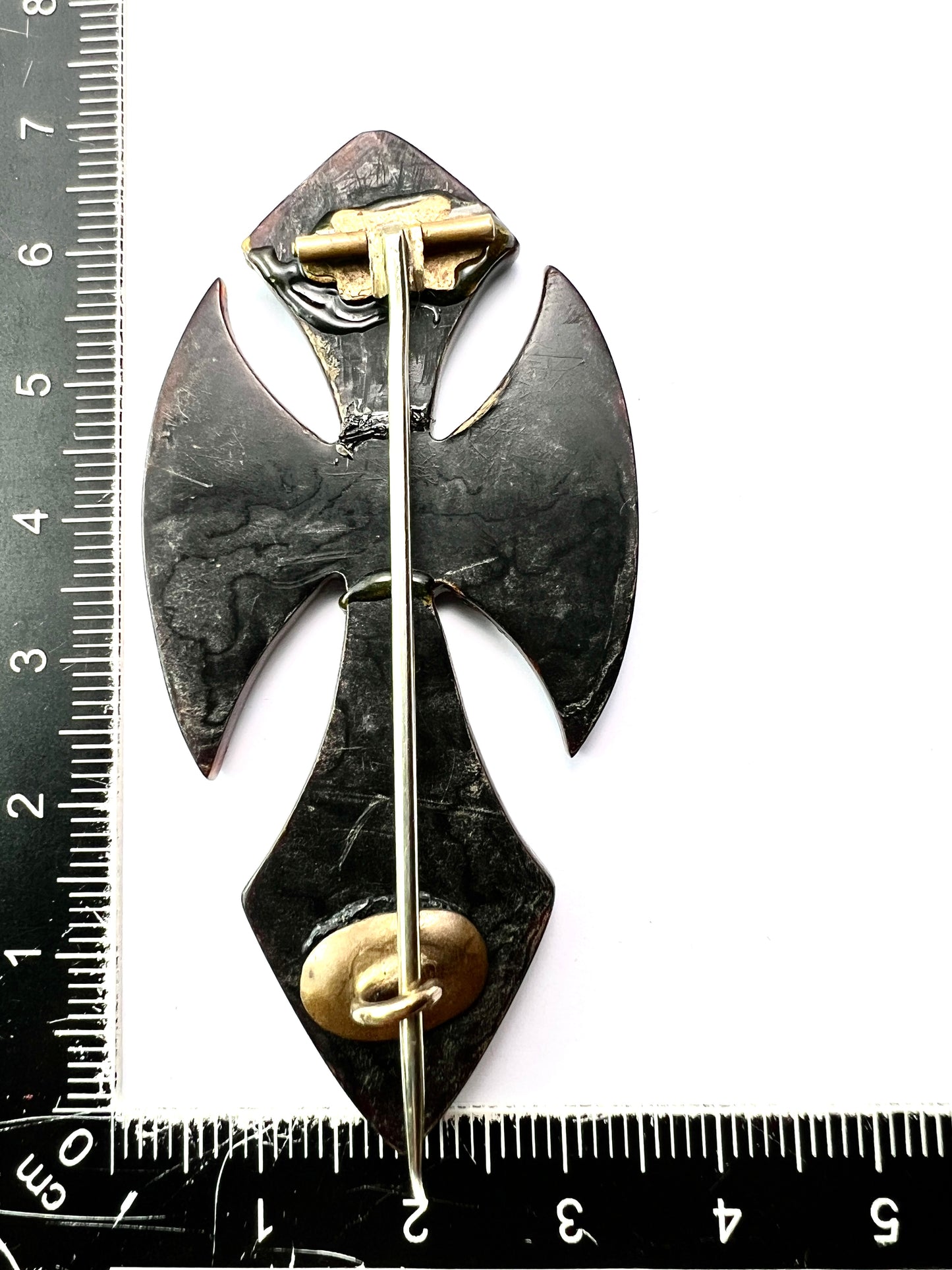 Large Victorian Gold and Silver Pique Cross Crucifix Brooch