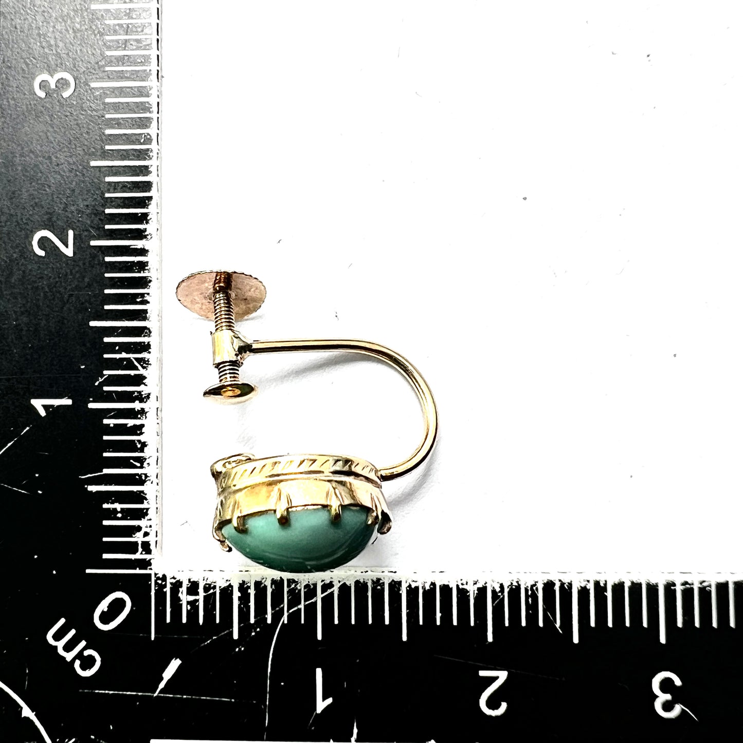 Antique Turquoise 9CT Gold Screw Back Earrings