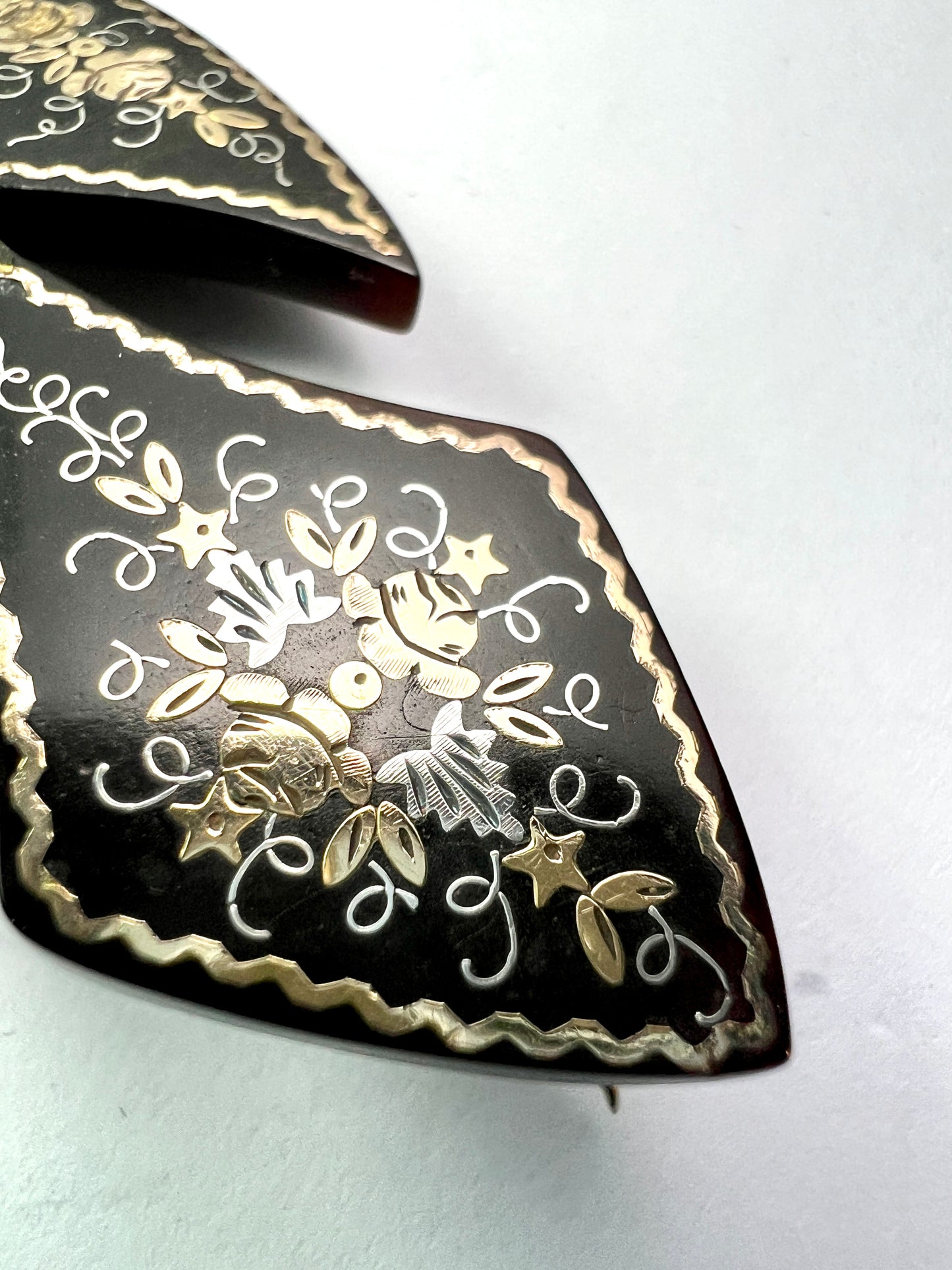 Large Victorian Gold and Silver Pique Cross Crucifix Brooch