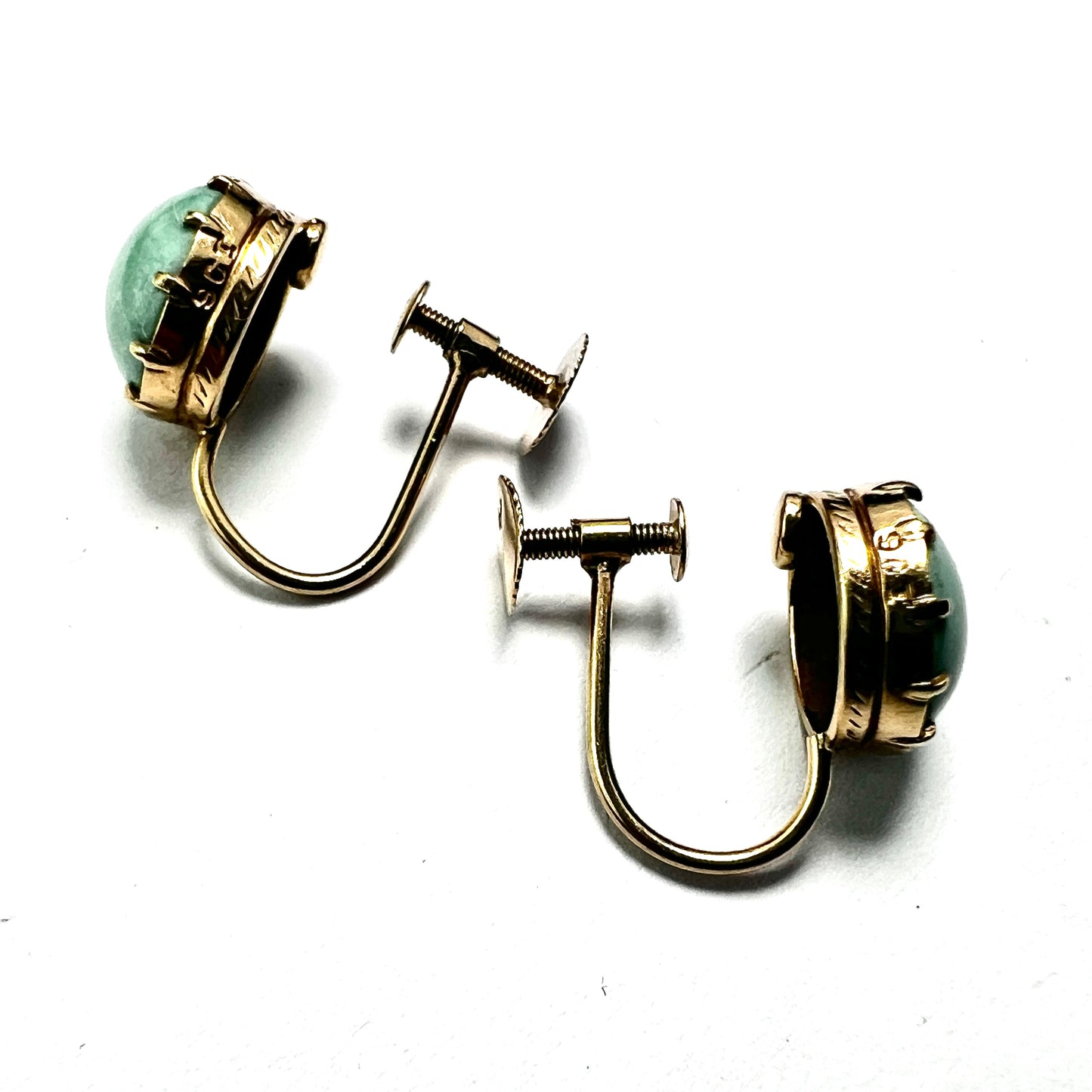Antique Turquoise 9CT Gold Screw Back Earrings