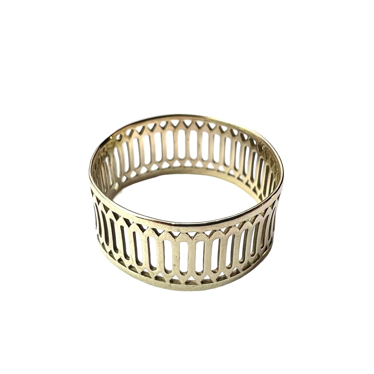 Vintage 9CT Gold Wide Pierced Ring • Wedding Band