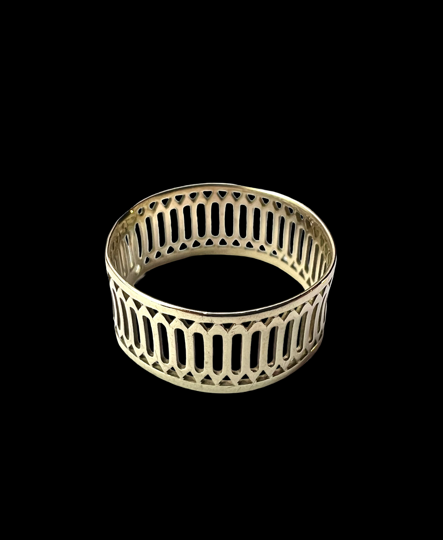 Vintage 9CT Gold Wide Pierced Ring • Wedding Band