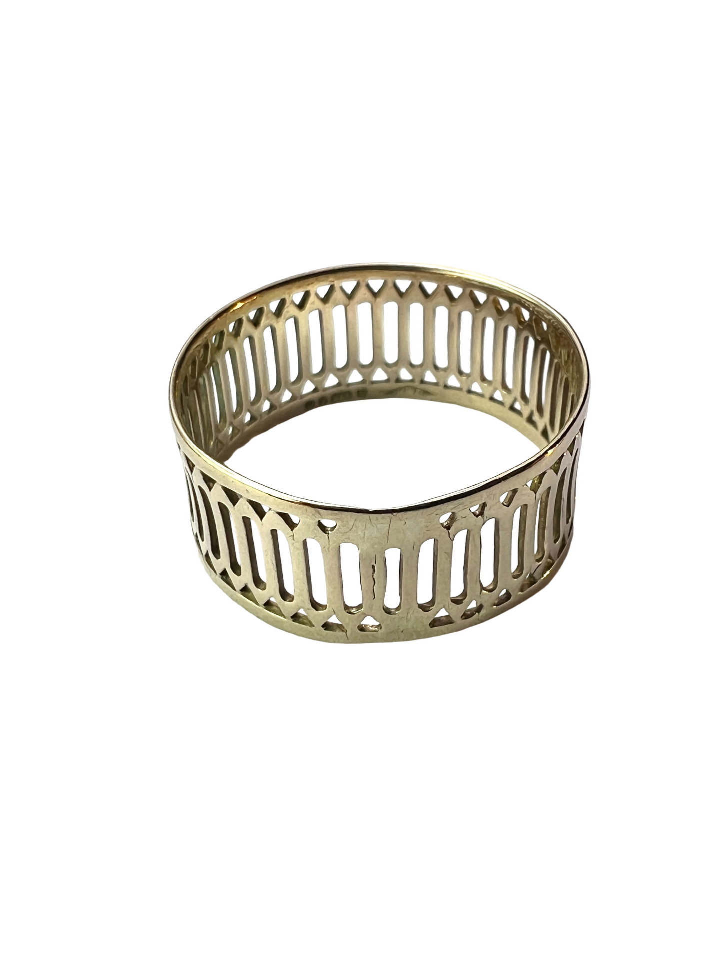 Vintage 9CT Gold Wide Pierced Ring • Wedding Band