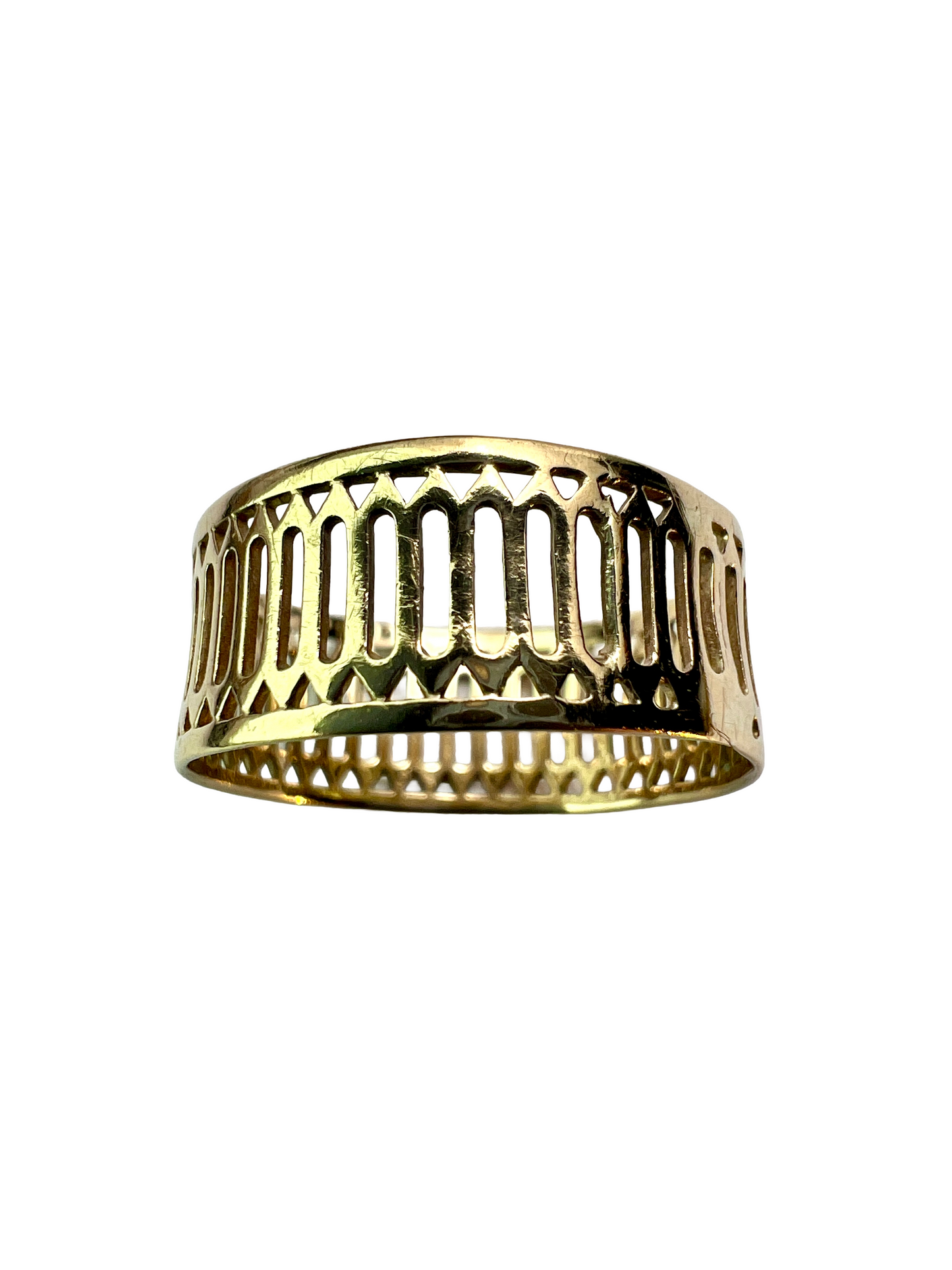 Vintage 9CT Gold Wide Pierced Ring • Wedding Band