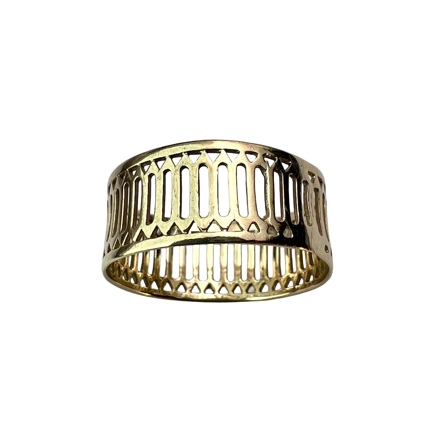 Vintage 9CT Gold Wide Pierced Ring • Wedding Band