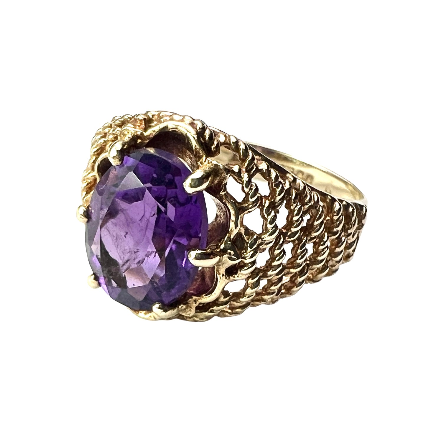 1975 Vintage Amethyst Solitaire 9CT Gold Ring