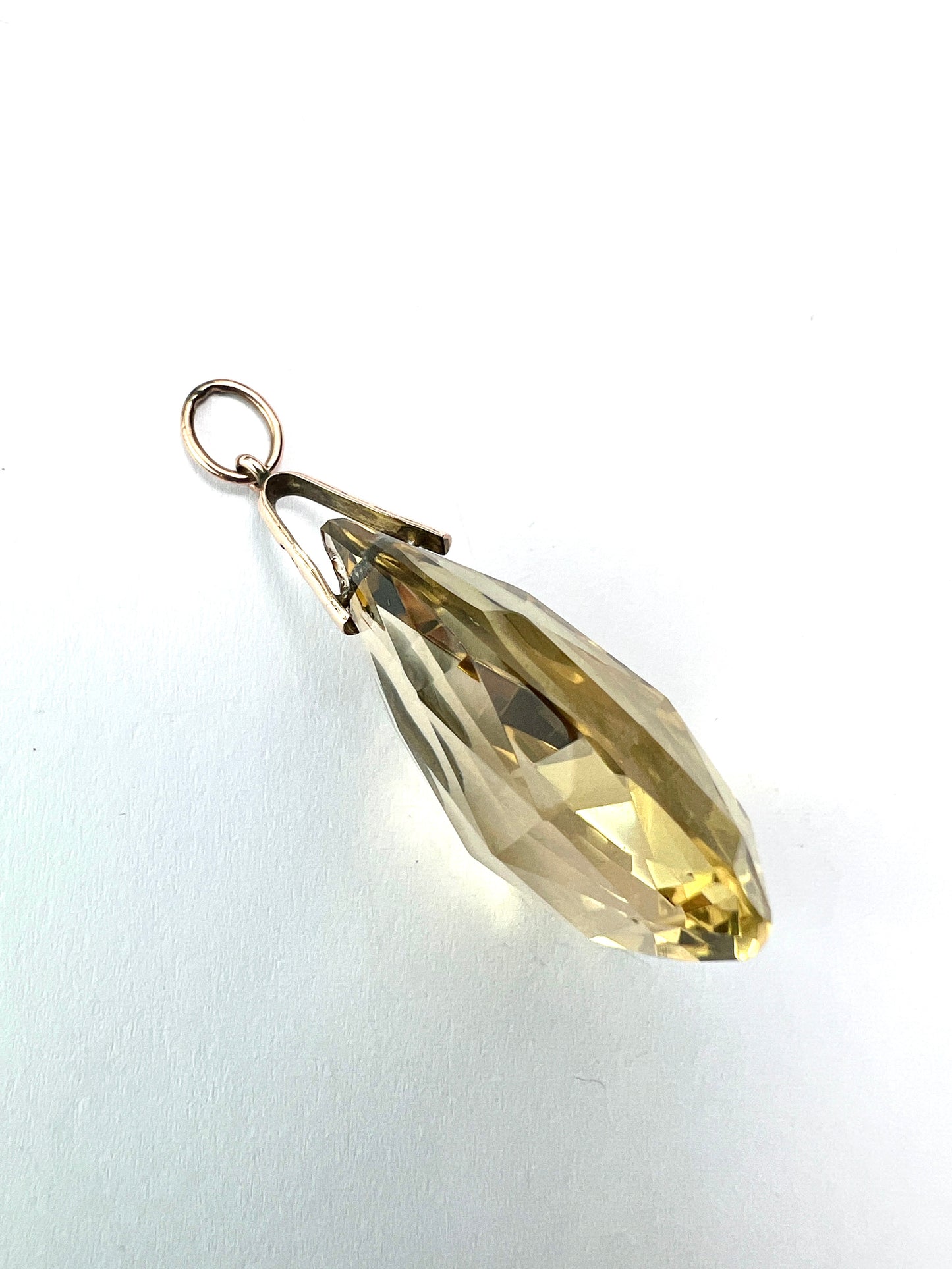 Arts and Crafts 9CT Gold Citrine Teardrop Pendant