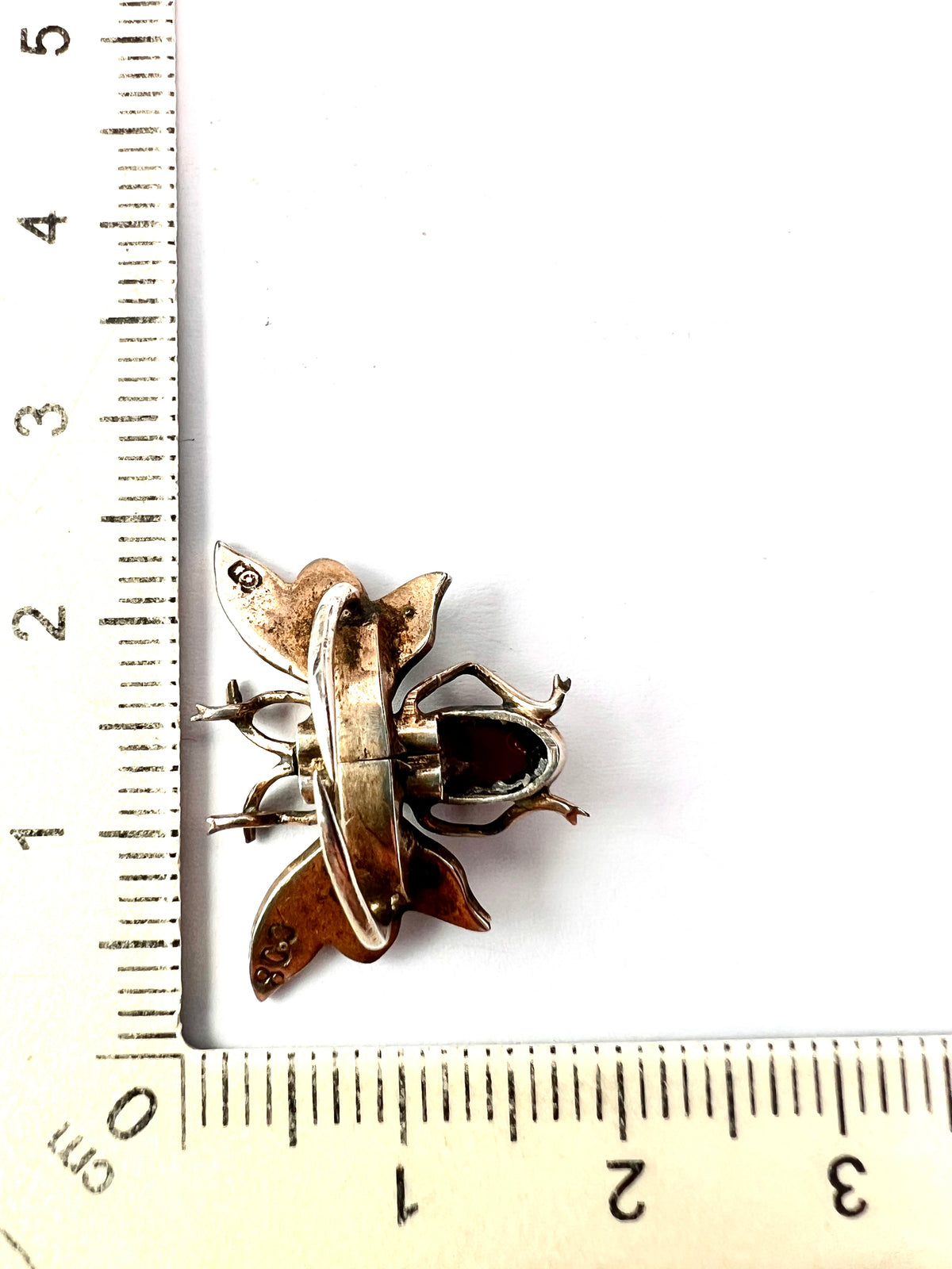Victorian Silver Gilt Garnet Insect Clip Brooch