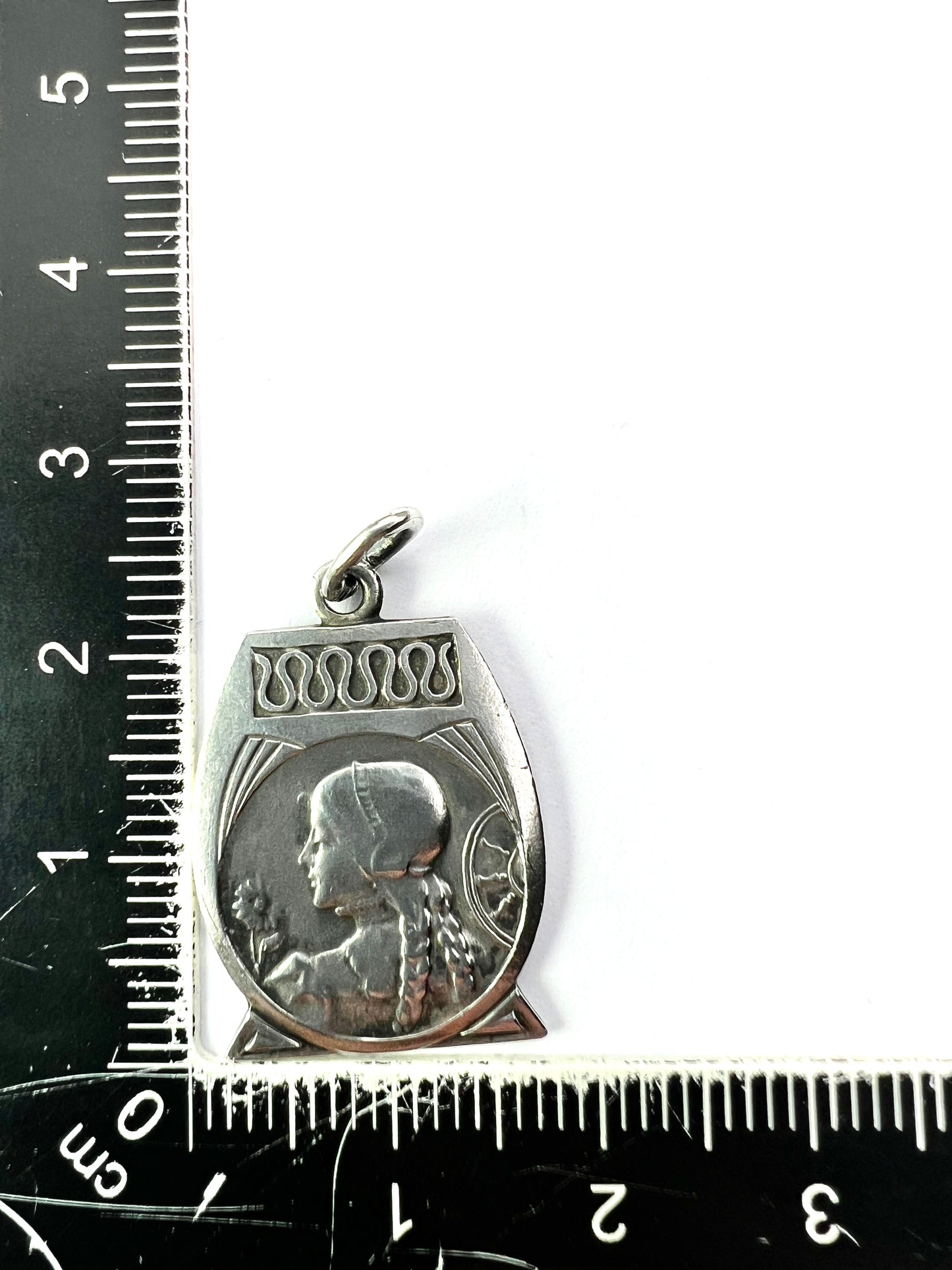 French Art Nouveau Silver Medallion Pendant