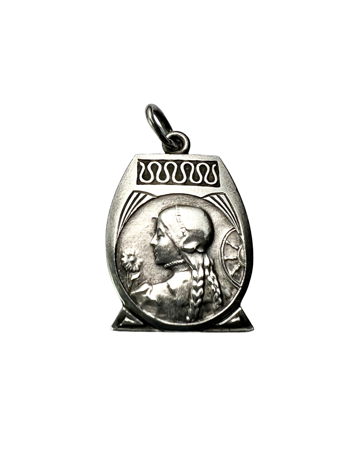 French Art Nouveau Silver Medallion Pendant