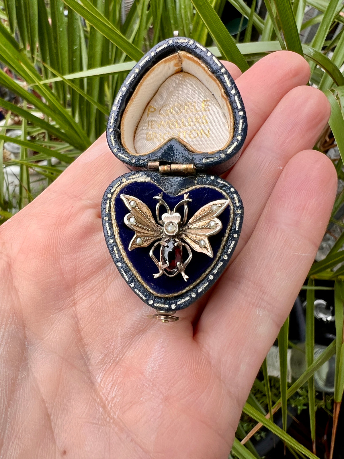 Victorian Silver Gilt Garnet Insect Clip Brooch