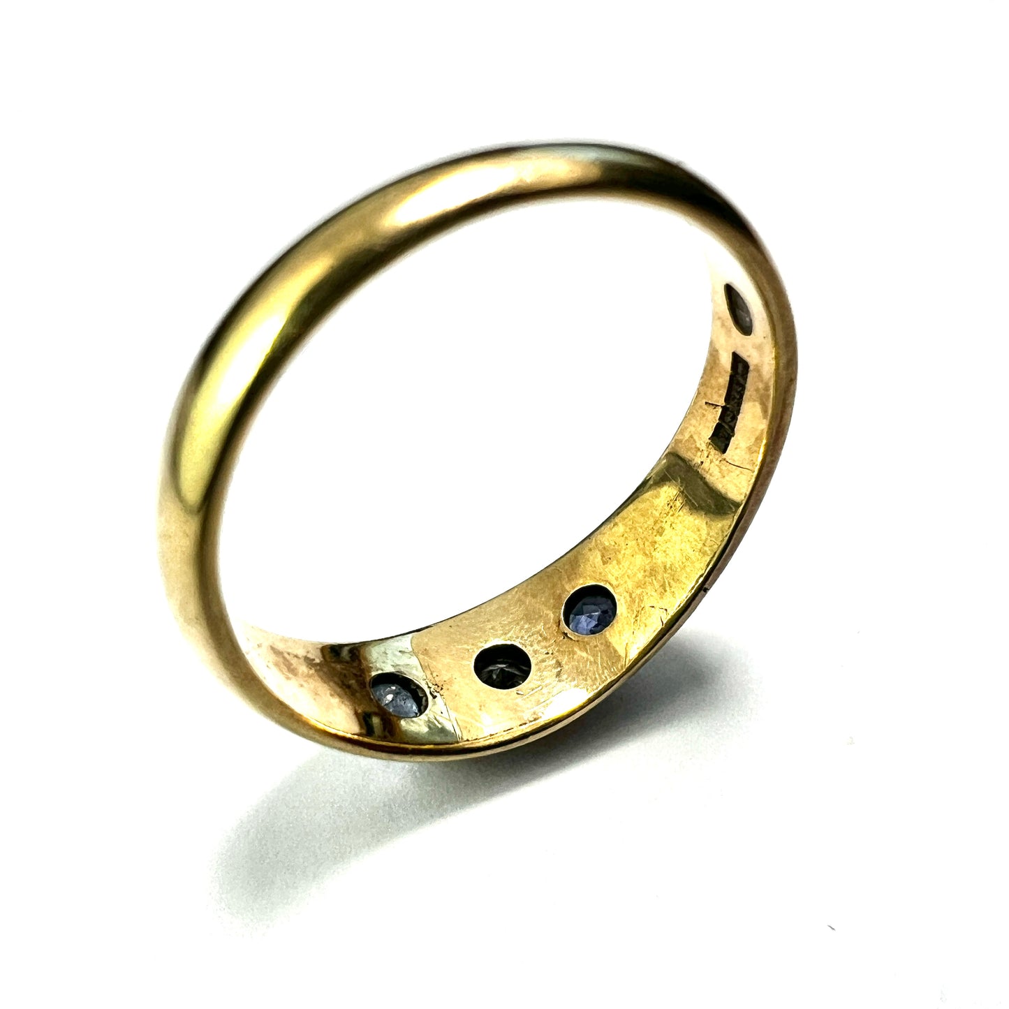 Vintage Diamond and Sapphire 9CT Gold Modern Trilogy Ring