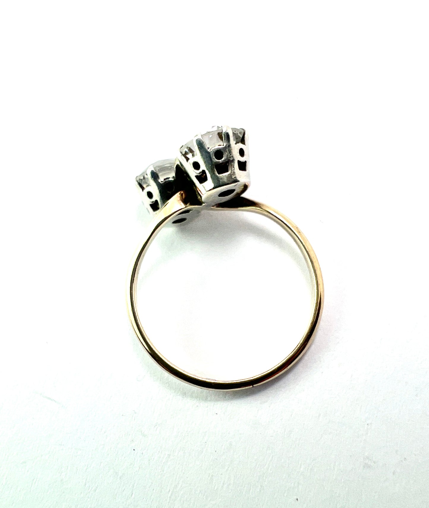 Vintage Gold and Silver Ciro Toi et Moi Crossover Ring