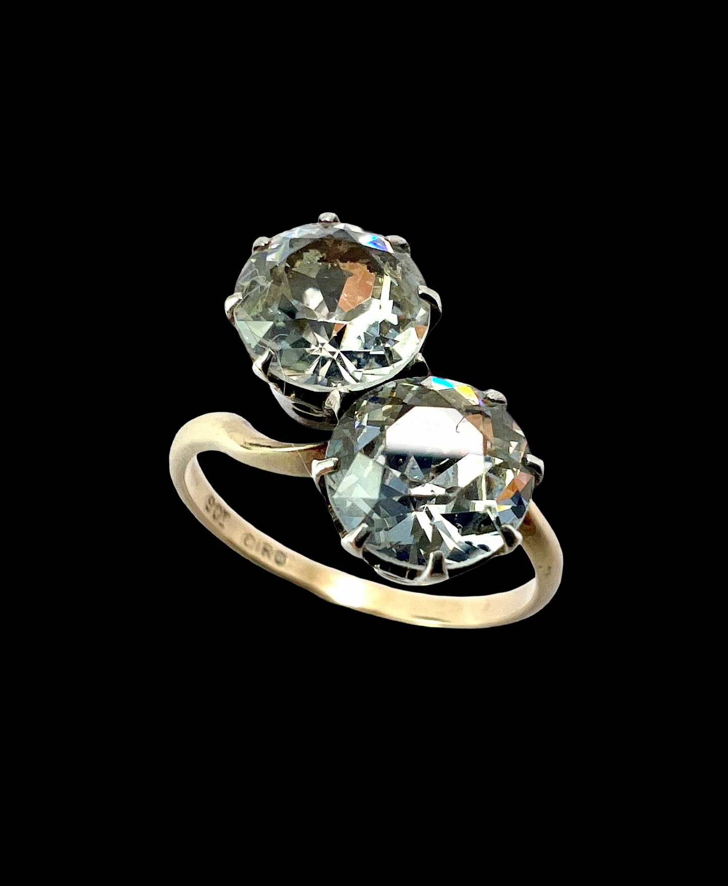 Vintage Gold and Silver Ciro Toi et Moi Crossover Ring