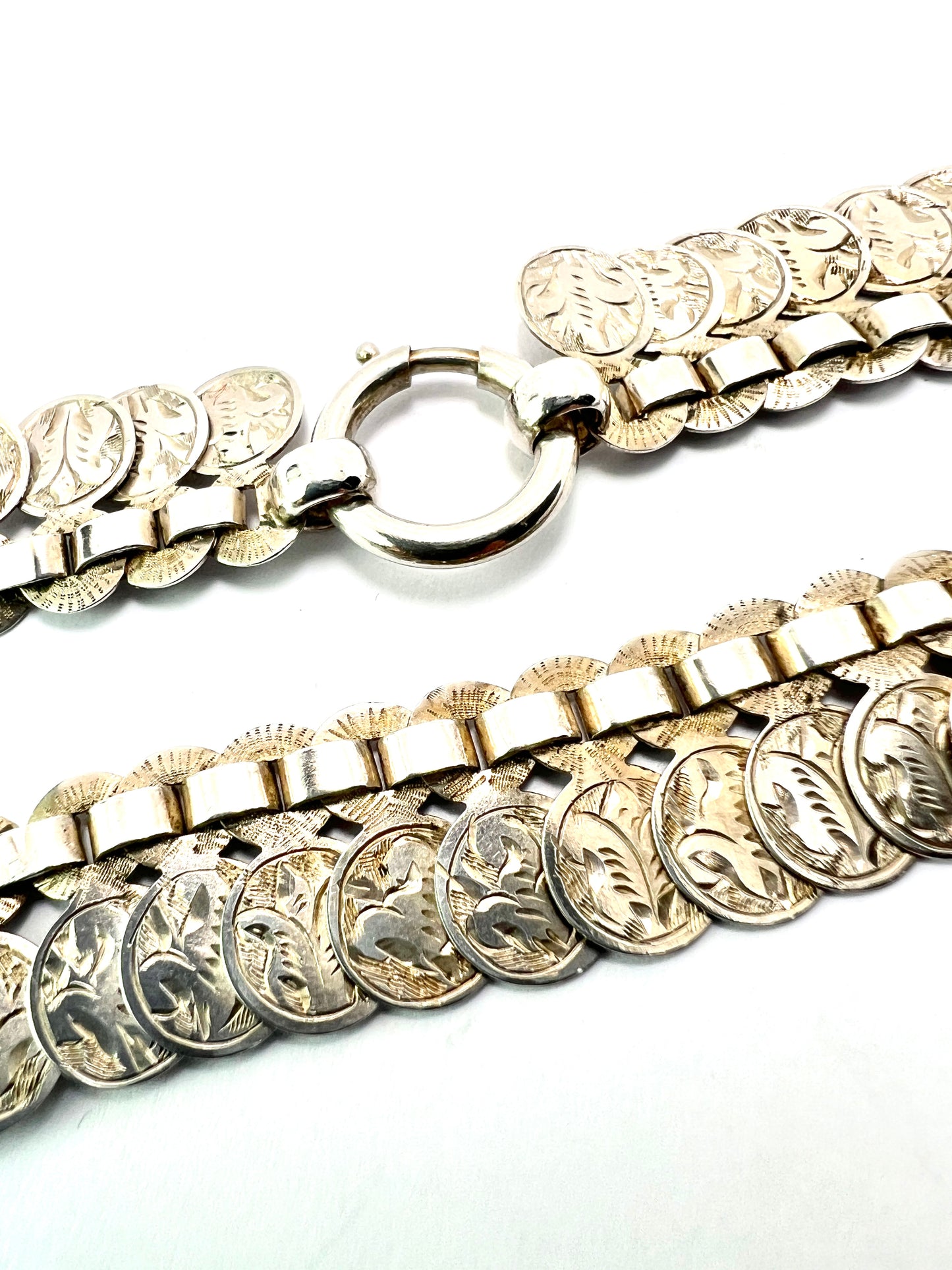 Victorian Silver Engraved Coin Necklace