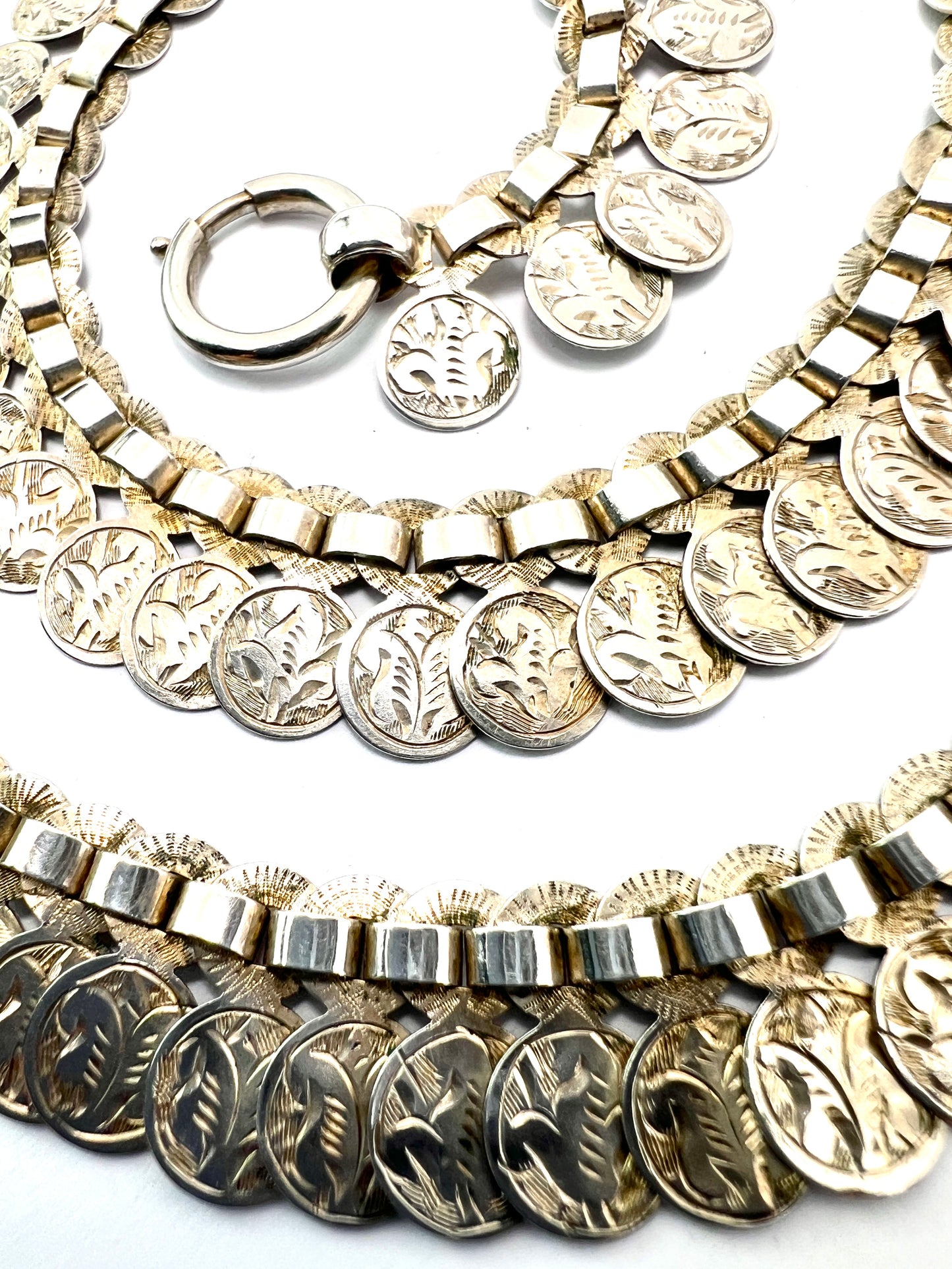 Victorian Silver Engraved Coin Necklace