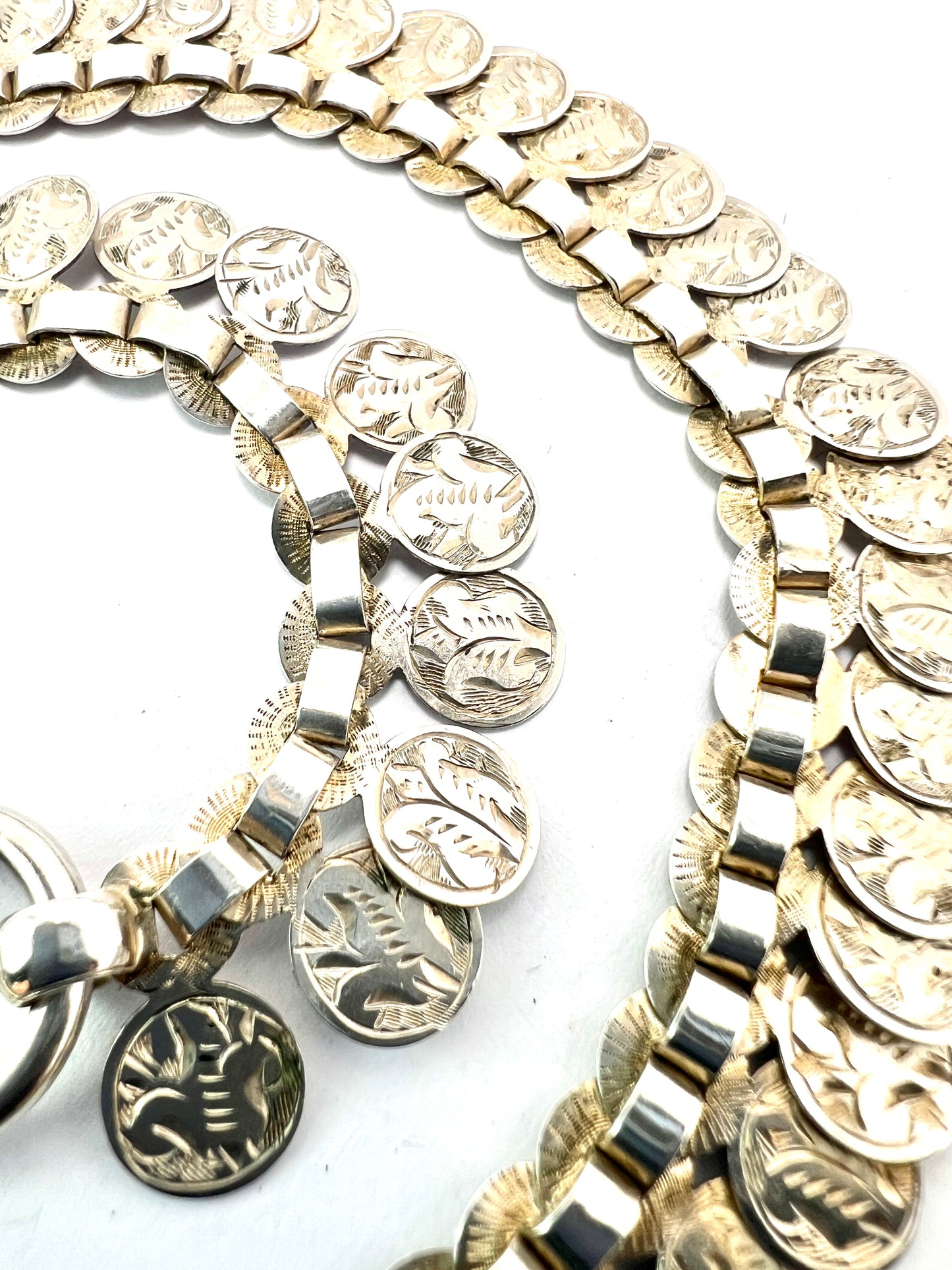 Victorian Silver Engraved Coin Necklace