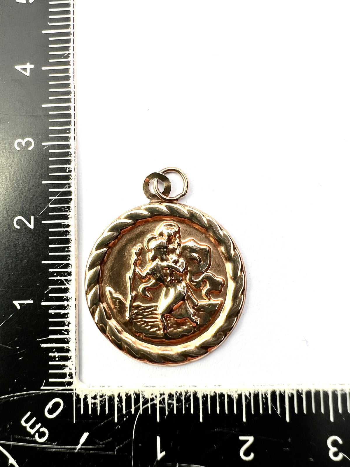 Vintage Solid 9CT Gold St Christopher Medallion Pendant