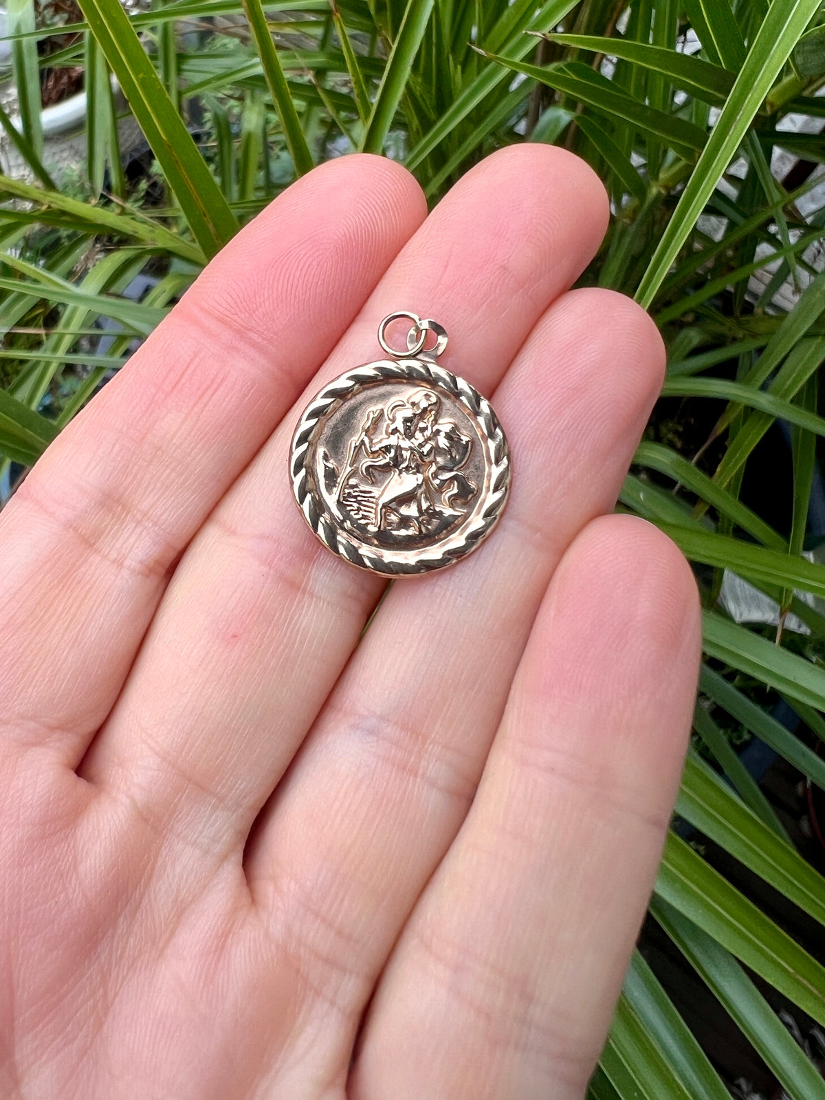 Vintage Solid 9CT Gold St Christopher Medallion Pendant