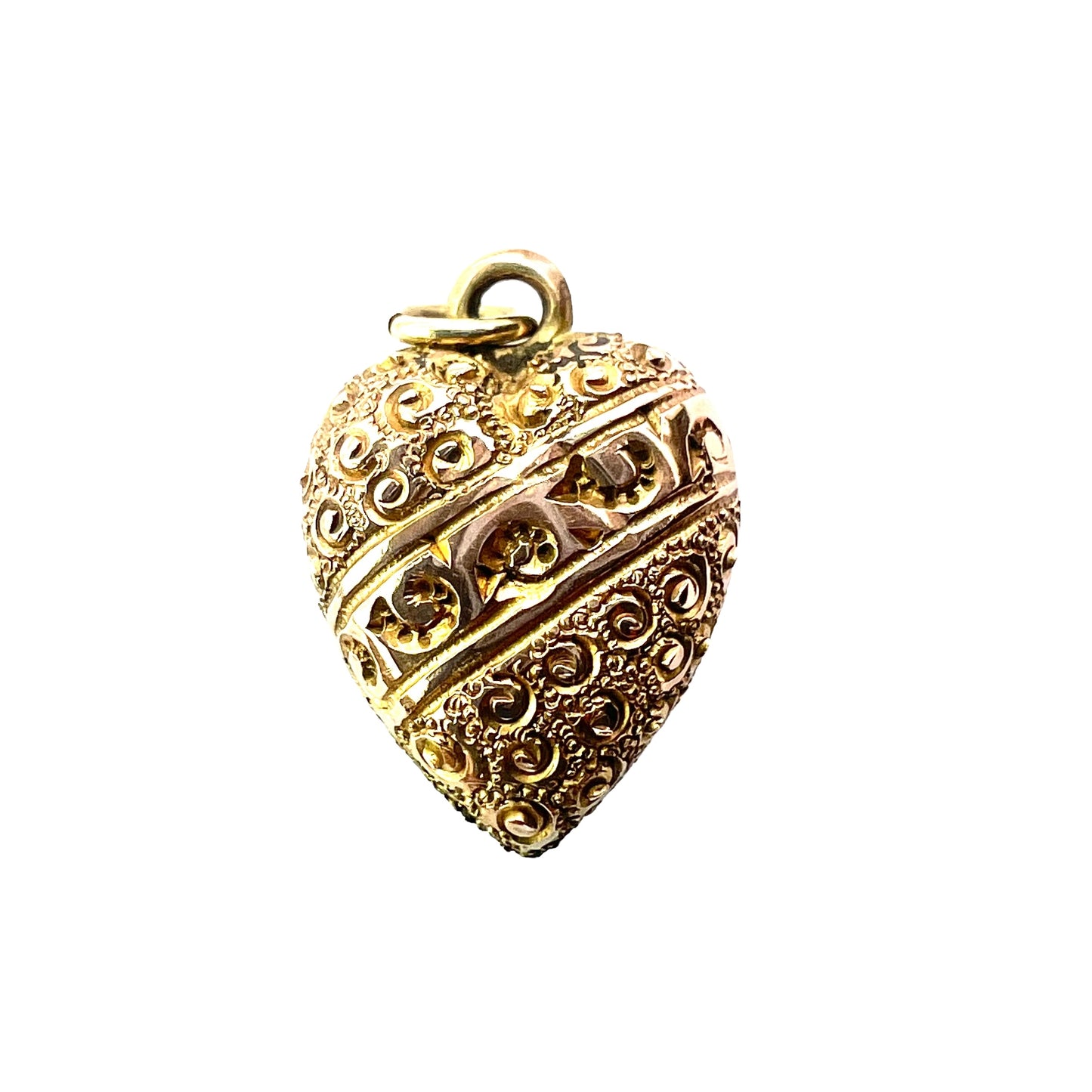 Victorian 9CT Gold Ornate Puffy Heart Pendant