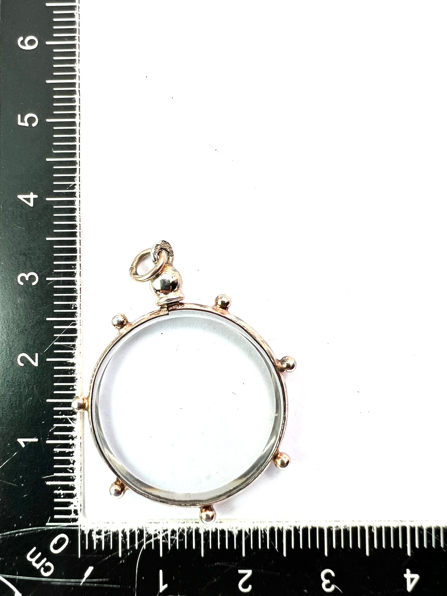 Antique Gold on Silver Glass Top Screw Locket Pendant