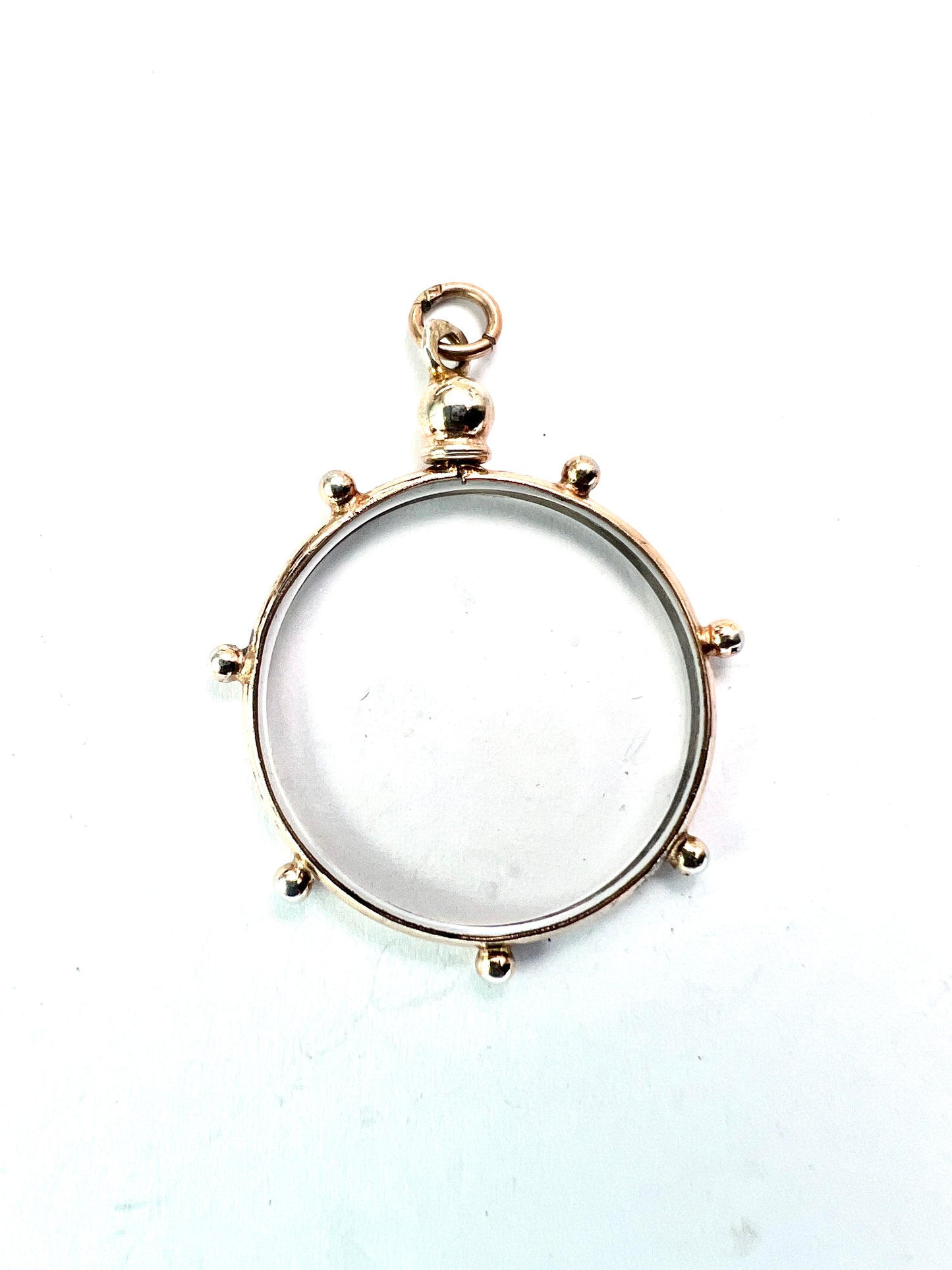 Antique Gold on Silver Glass Top Screw Locket Pendant