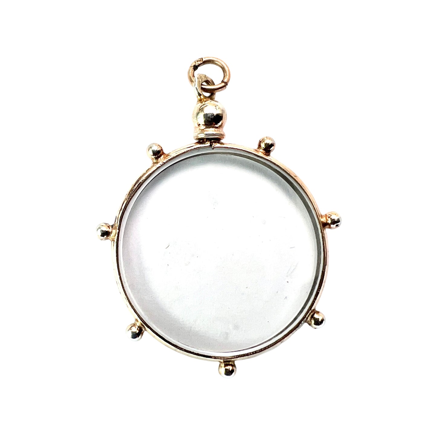 Antique Gold on Silver Glass Top Screw Locket Pendant