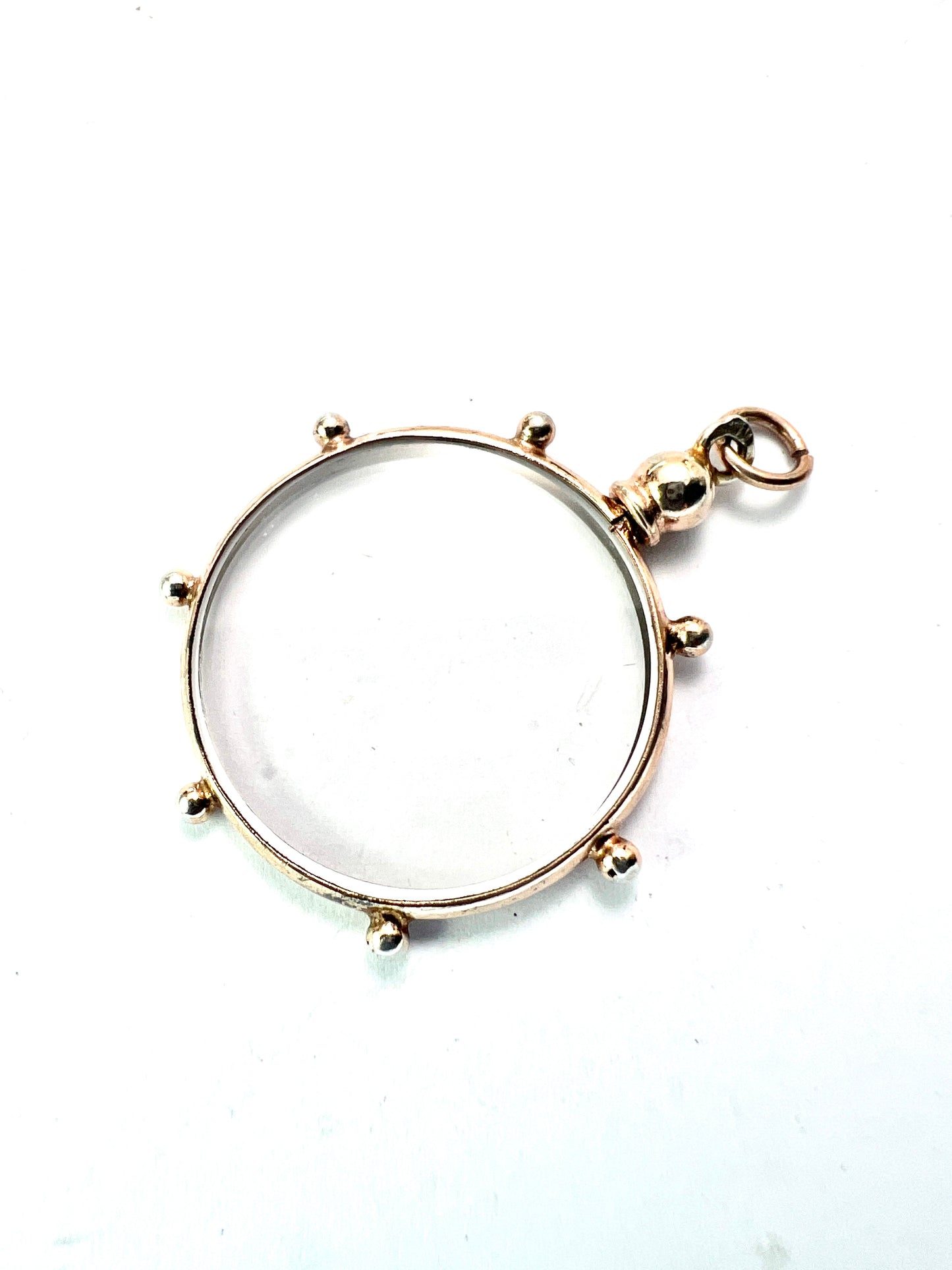 Antique Gold on Silver Glass Top Screw Locket Pendant