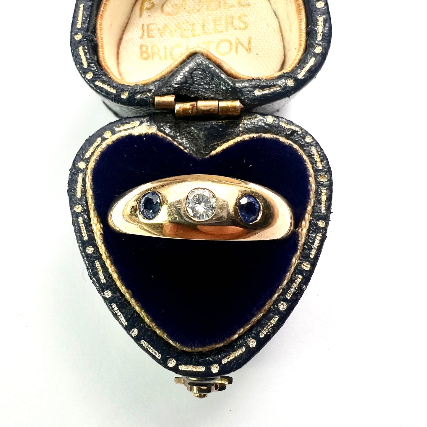 Vintage Diamond and Sapphire 9CT Gold Modern Trilogy Ring
